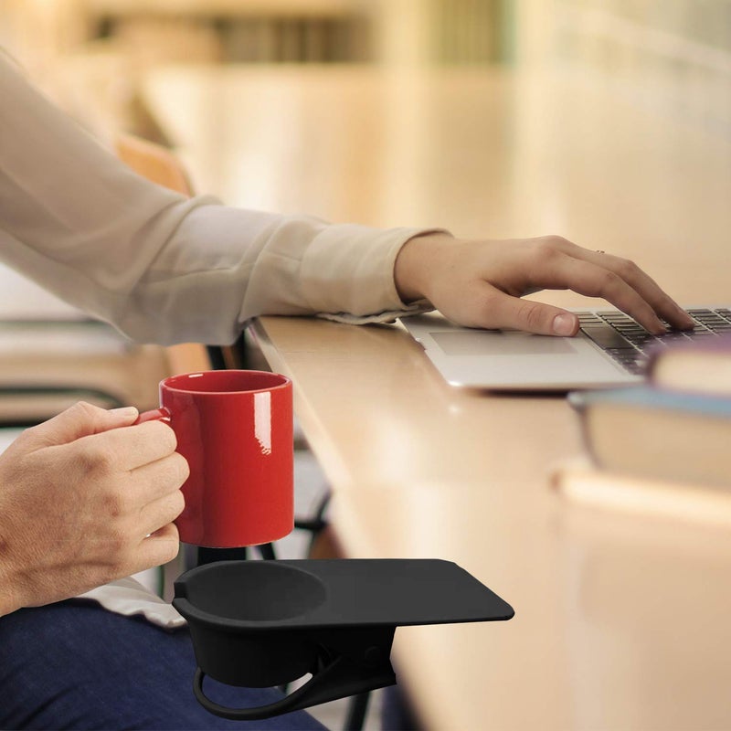 Dirza Upgraded Clip On Cup Holder for Office Chair Table Desk Side to Hold Coffee Mug Water Soda Tea Drinking Bottle Black - Image 5